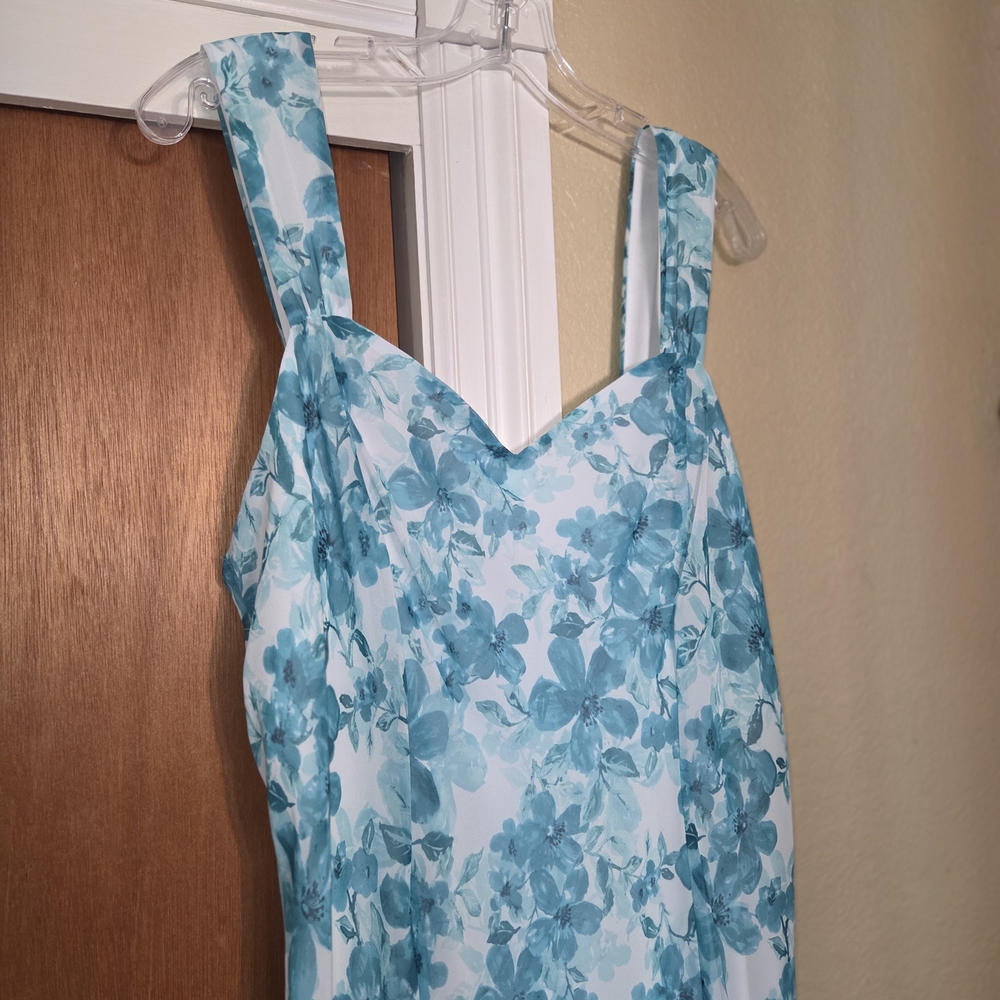 New 18W Connected Apparel Teal White Chiffon Lace Jacket Summer Dress - Picture 12 of 13